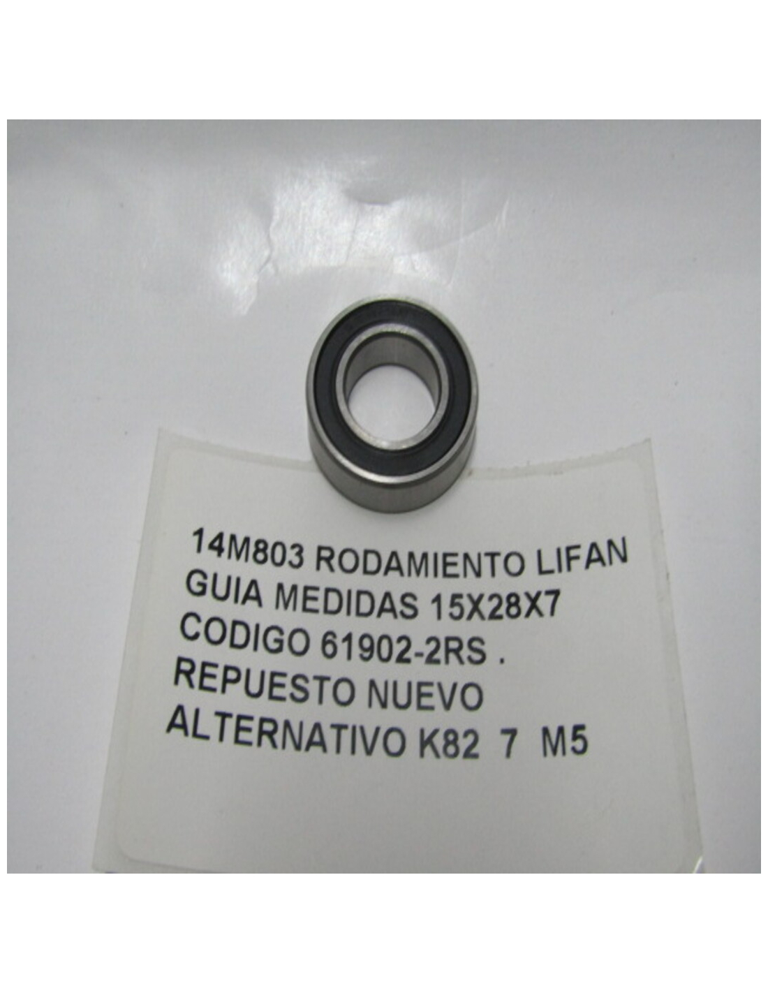 RODAMIENTO LIFAN GUIA MEDIDAS 15X28X7 CODIGO 61902 2RS