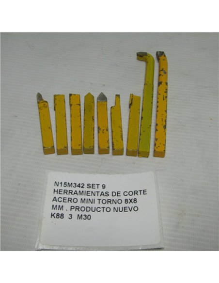 SET 9 HERRAMIENTAS DE CORTE ACERO MINI TORNO 8X8 MM