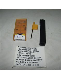 SET PORTA HERRAMIENTA 16X16 INSERTO PLACA CORTE TORNO 10 PCS