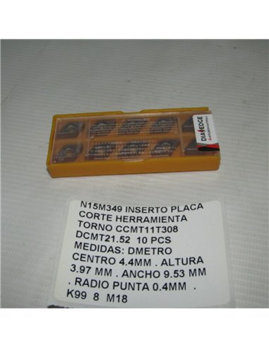 INSERTO PLACA CORTE HERRAMIENTA TORNO CCMT11T308 DCMT21