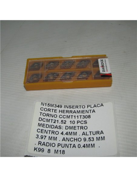 INSERTO PLACA CORTE HERRAMIENTA TORNO CCMT11T308 DCMT21