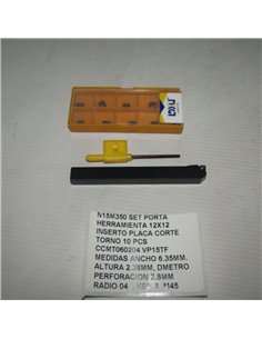 SET PORTA HERRAMIENTA 12X12 INSERTO PLACA CORTE TORNO 10 PCS CCMT060204