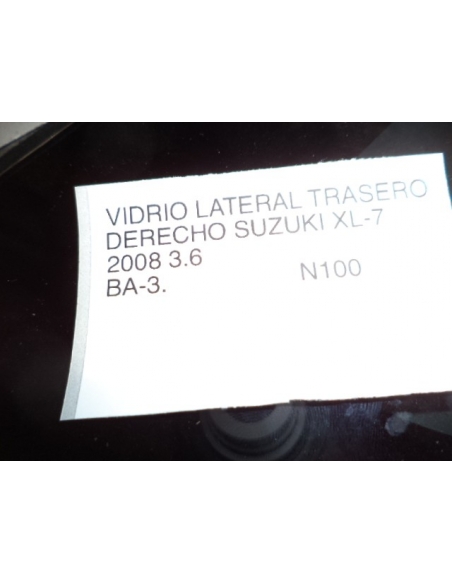 Vidrio lateral trasero derecho Suzuki XL7 2008 Motor 3.6  