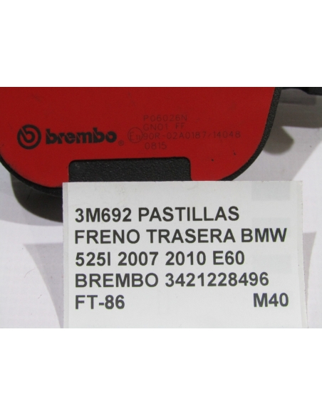 PASTILLAS FRENO TRASERA BMW 525I 2007 2010 E60 BREMBO 3421228496